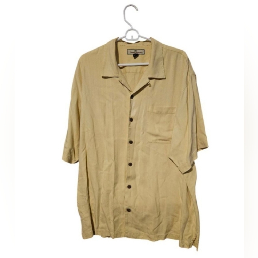 Men's Tommy Bahama 100% Silk Shirt XL Yellow Button Up